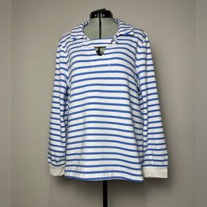 TALBOTS BLUE AND WHITE STRIPE SWEATER TOP WOMENS SIZE 1X